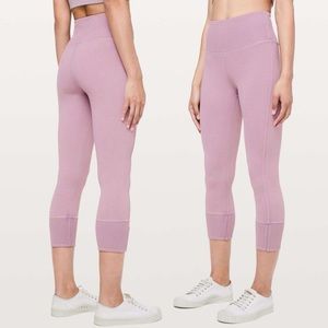 New Lululemon Wunder Under Leggings Crop 23" *Ribbed Washed Pink Size 10